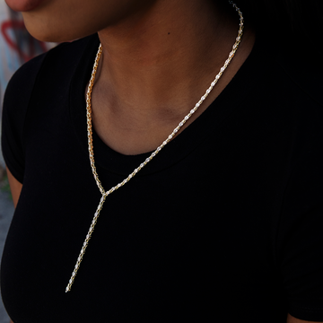 Diamond Marquise Stone Lariat Necklace in Yellow Gold