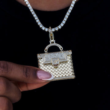 Colgante con clip para bolso tipo "Iced" en oro amarillo