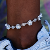 Tobillera de tenis Iced Halo en oro blanco