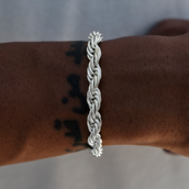 GLD 8MM Rope Chain Bracelet in White Gold