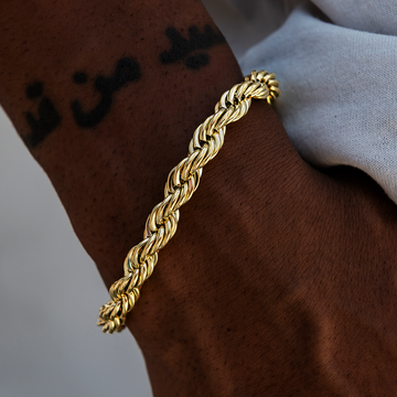Pulsera cadena tipo soga de 8 mm en oro amarillo
