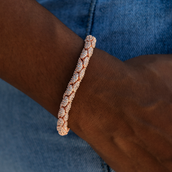 Diamond Pave Snake Link Bracelet in Rose Gold- 6mm