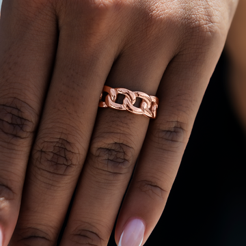 Anillo de banda cubano en oro rosado - 7 mm