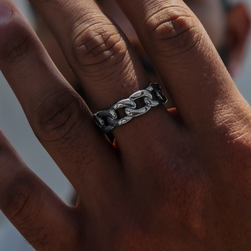Cuban Band Ring in Matte Black