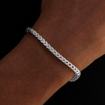 Pulsera Franco de Oro Blanco - 3 mm