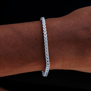 Pulsera Franco de Oro Blanco - 3 mm