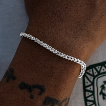 Pulsera Franco de Oro Blanco - 3 mm