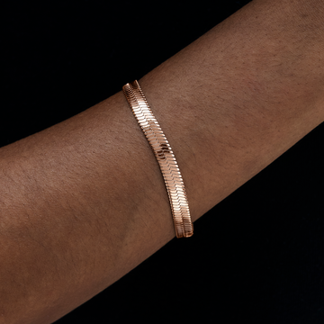 Herringbone Bracelet in Rose Gold - 6mm