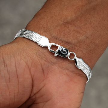 Pulsera de espiga de oro blanco - 8 mm