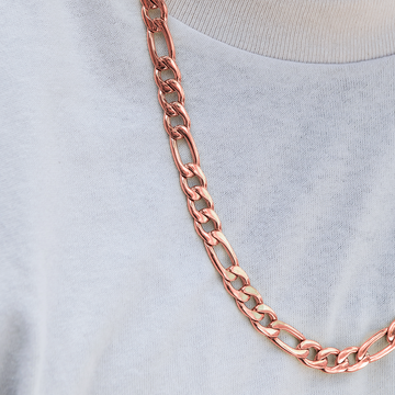 Cadena Fígaro de Oro Rosa - 9mm