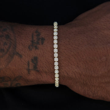 Iced Mini Clustered Tennis Bracelet in Yellow Gold