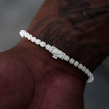 Iced Mini Clustered Tennis Bracelet in White Gold