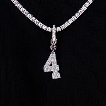 Micro Pave Number Clip On Pendants in White Gold
