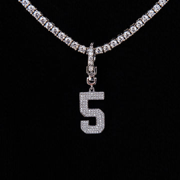 Micro Pave Number Clip On Pendants in White Gold