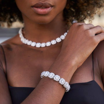 Paquete de collar y pulsera de tenis agrupados - 12 mm