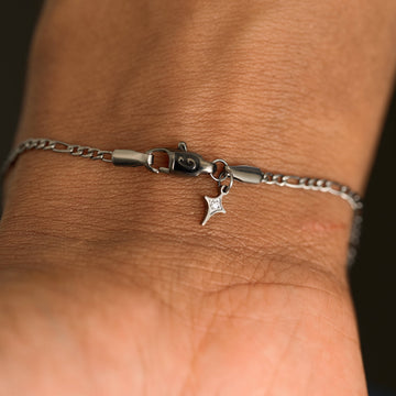 Pulsera de cadena Figaro en negro - 2 mm