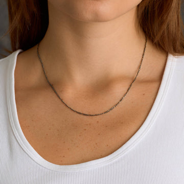 Figaro Chain Necklace in Black - 2mm