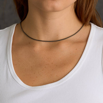 Collar de cadena Palm en negro - 2 mm