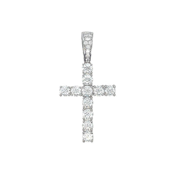 Moissanite Diamond Cross Pendant in Sterling Silver