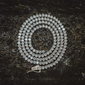 3 Prong Tennis Necklace (3mm) in White Gold - The GLD Shop