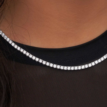 Gargantilla de tenis con diamantes en oro blanco - 3mm