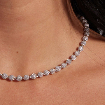 Collar de bolas heladas en oro blanco - 4 mm