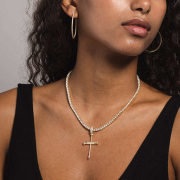 Solid Gold Nail Cross Pendant-VS Diamonds