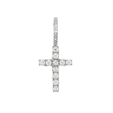 Moissanite Diamond Cross Micro Pendant in Sterling Silver
