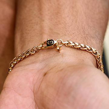 Pulsera de cadena de palma en oro rosa - 4mm