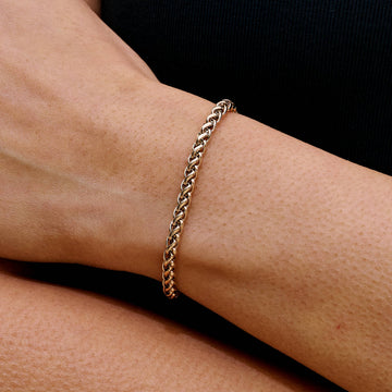 Pulsera de cadena de palma en oro rosa - 4mm