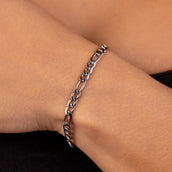 Pulsera Figaro de oro blanco - 4mm