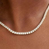 GLD Diamond Tennis Necklace in Yellow Gold- 3mm