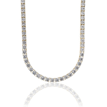 Women's Moissanite Diamond Tennis Necklace in Yellow Gold Vermeil - 5mm