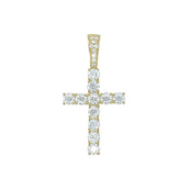 Colgante de cruz de moissanita con diamante para mujer en vermeil de oro amarillo