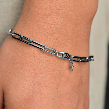 Pulsera de cadena de clips de oro blanco - 5 mm