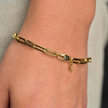 Pulsera de cadena de clip en oro amarillo - 5 mm