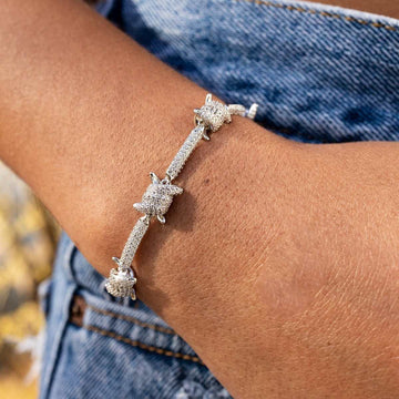 Iced Barbed Wire Bracelet in White Gold