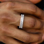 Anillo Baguette de Vermeil de Oro Blanco