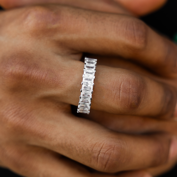 Anillo Baguette de Vermeil de Oro Blanco
