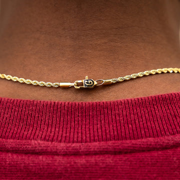 Cadena de Cuerda en Oro Amarillo - 2mm