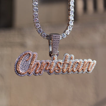 Placa de nombre personalizada, fuente script de dos tonos
