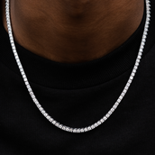 GLD Diamond Tennis Necklace in White Gold- 3mm