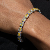 Iced Canary Cushion Cut Tennis Bracelet in White Gold - 7MM