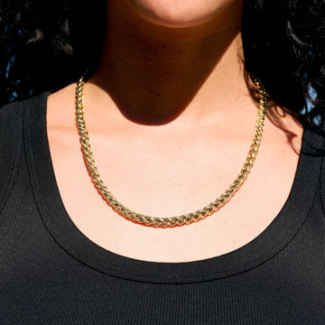 Collar de cadena de palma de oro amarillo - 6 mm