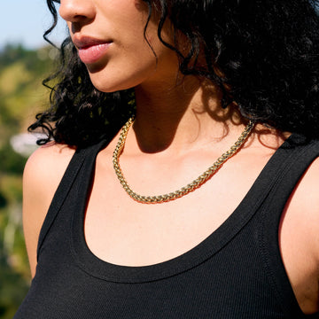 Collar de cadena de palma de oro amarillo - 6 mm