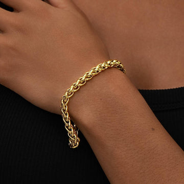 Palm Chain Bracelet in Yellow Gold- 6mm