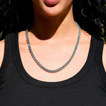 Palm Chain Necklace in White Gold- 6mm