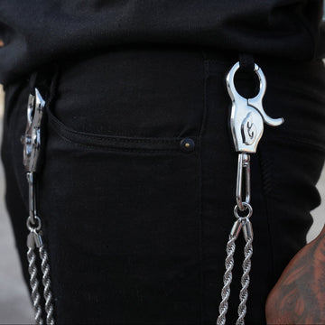 6MM Double Rope Chain w/ 65MM Carabiner Pant Chain in White Gold