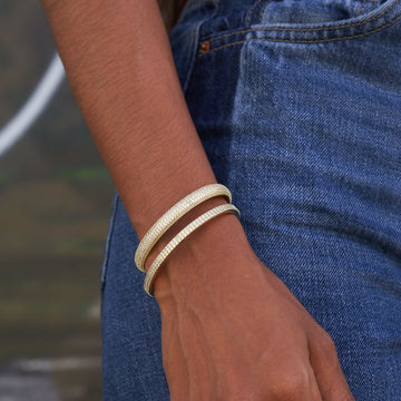 Brazalete abierto Pave - Oro amarillo