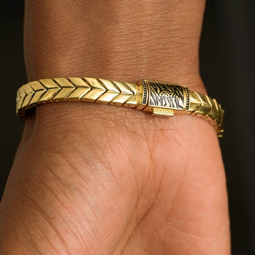 Pulsera Espiga Definida en Oro Amarillo - 7mm